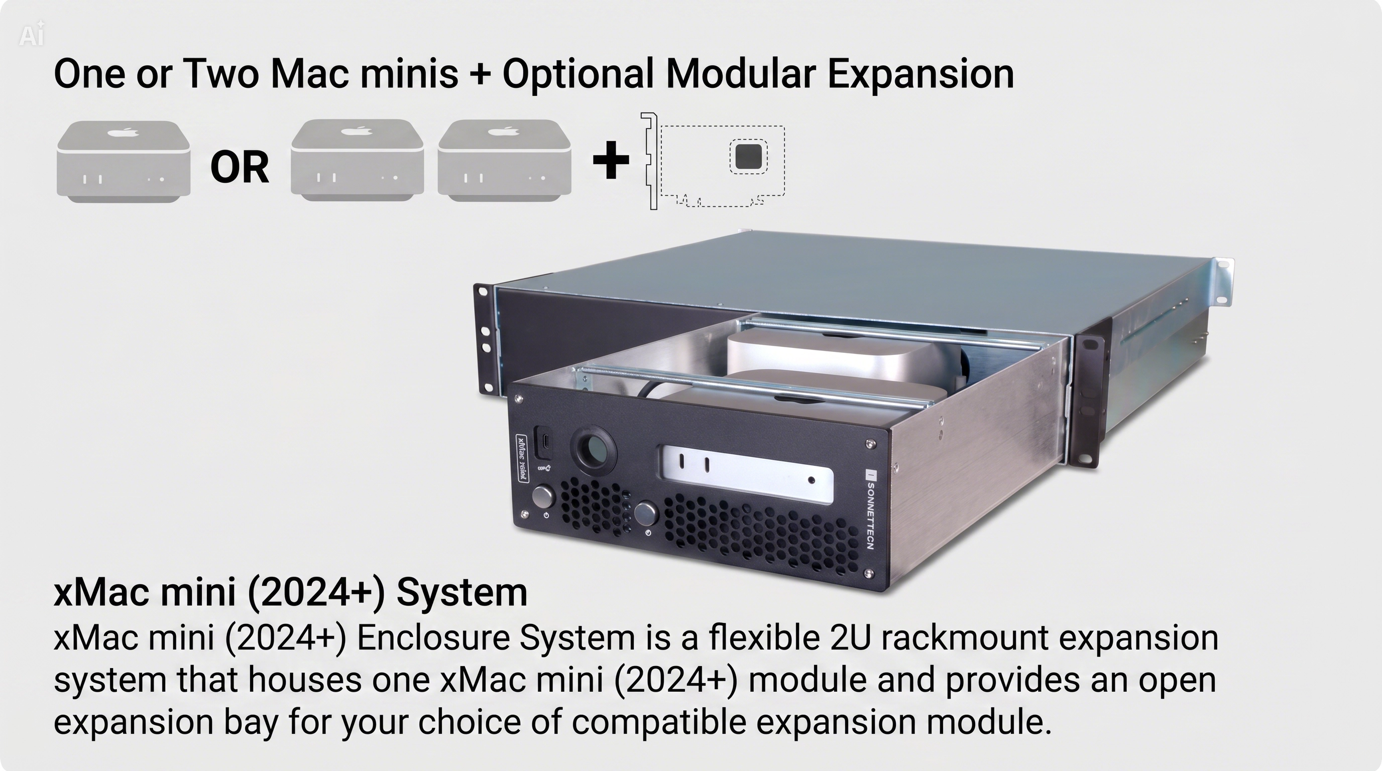 Sonnet xMac mini 2024 Modular 2U Rackmount System with PCIe Expansion