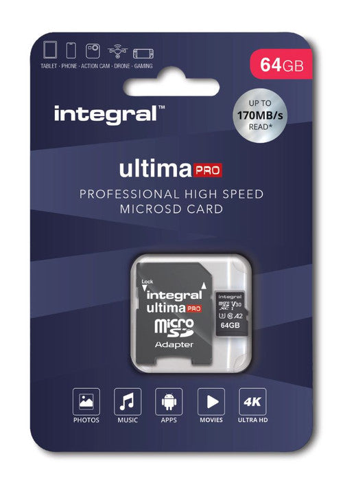 Integral high-speed Micro SDXC card UHS-1, U3 V30
