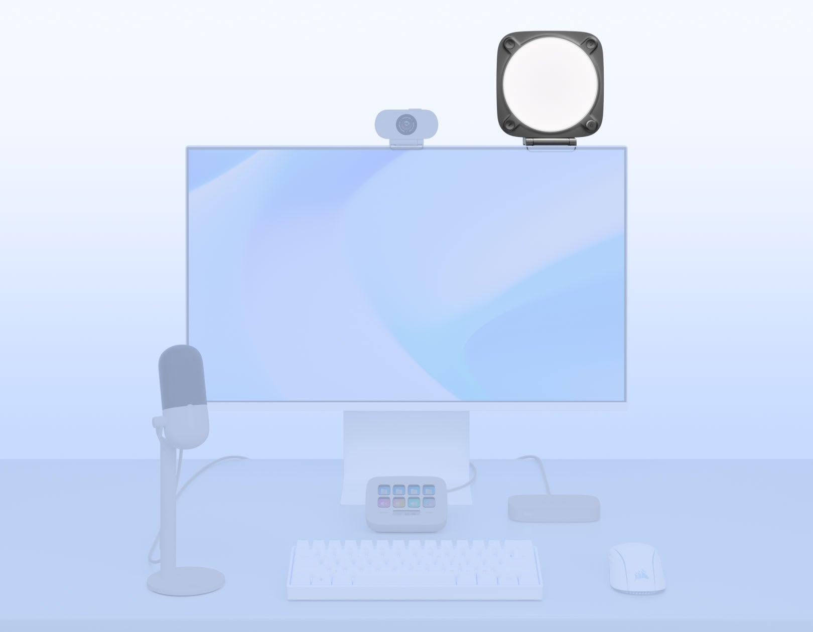 Elgato Key Light Neo - Black, mounted on monitor