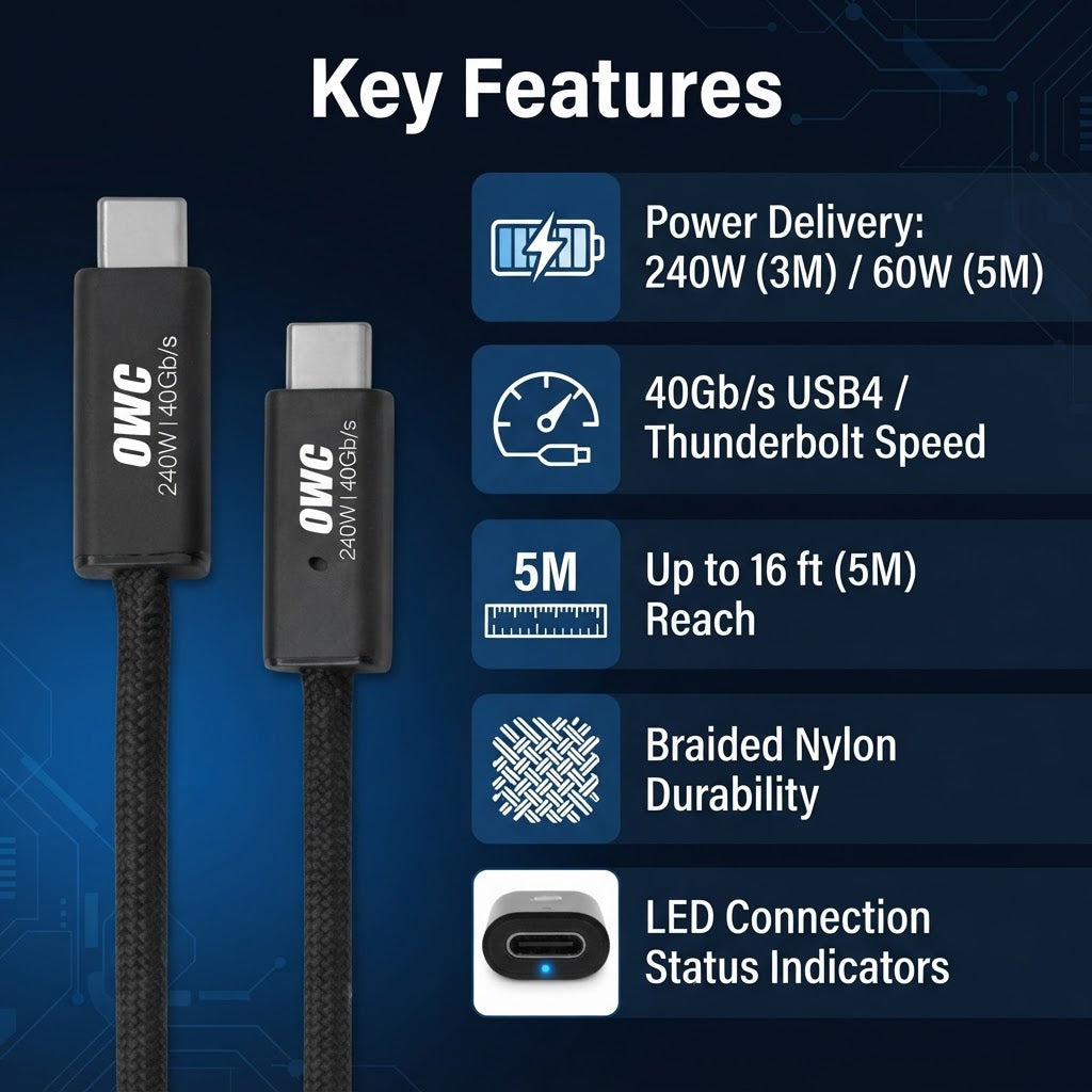 OWC USB4 40Gb/s Active Optical Cable - Key Features