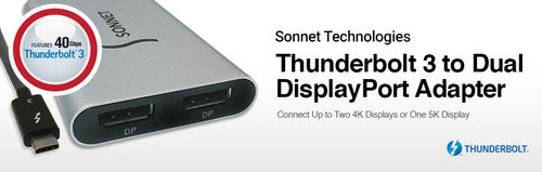 Sonnet Thunderbolt 3 to Dual DisplayPort Adapter