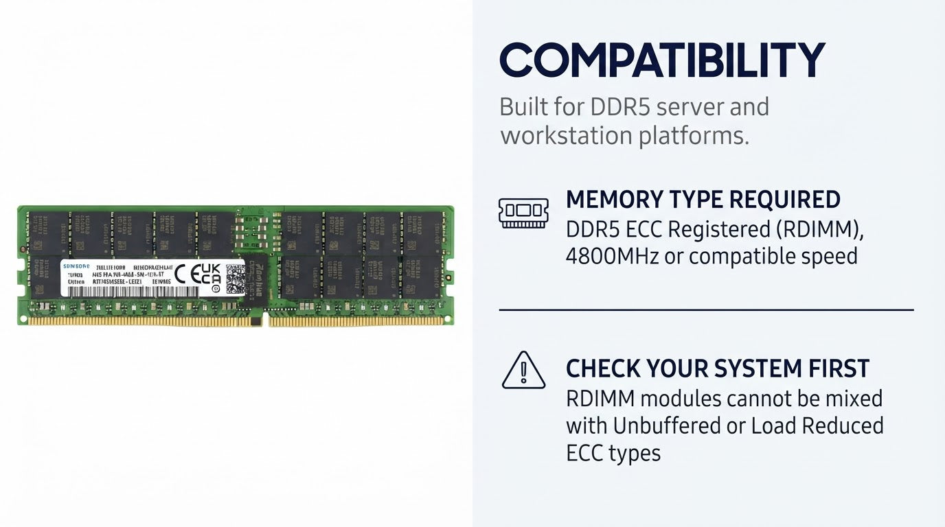 Samsung DDR5 Server RAM – 32GB, 64GB, 96GB, 128GB | ECC RDIMM