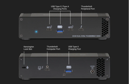 Sonnet Echo Thunderbolt 3 Dock with two slots for  M.2 NVMe SSD