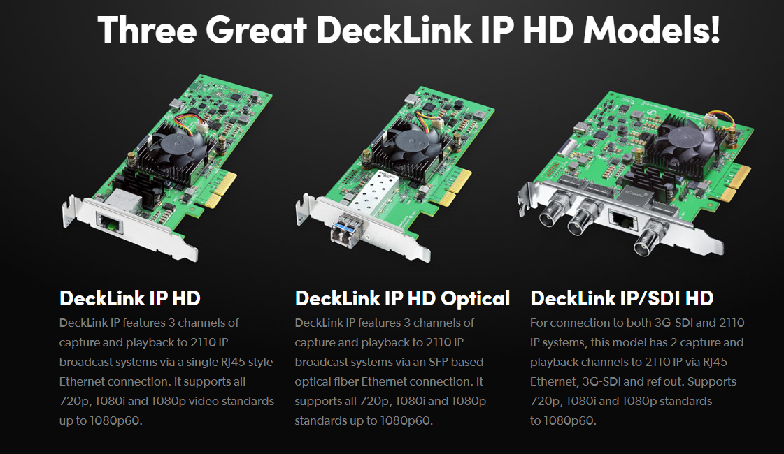 Blackmagic Decklink IP HD Capture and playback card