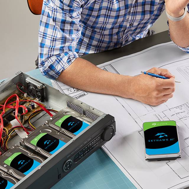 Seagate SkyHawk AI hard drive installed in NVR surveillance system