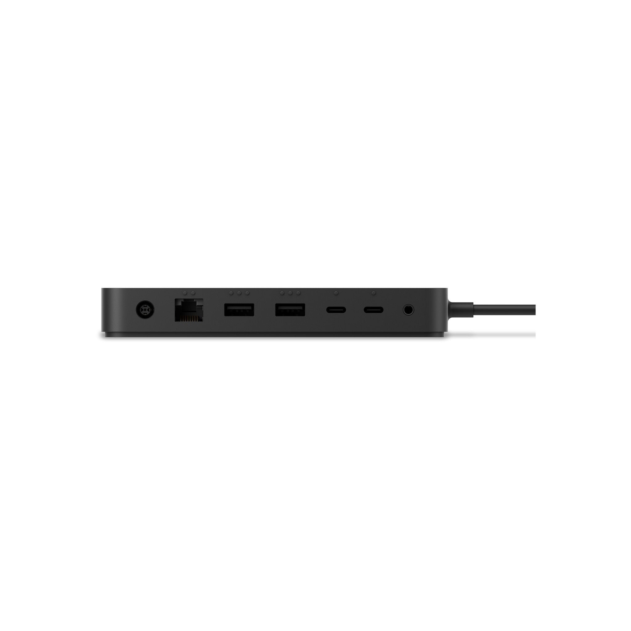 Microsoft Surface Thunderbolt 4 Dock rear port panel with power, Ethernet, USB-A, USB-C and audio