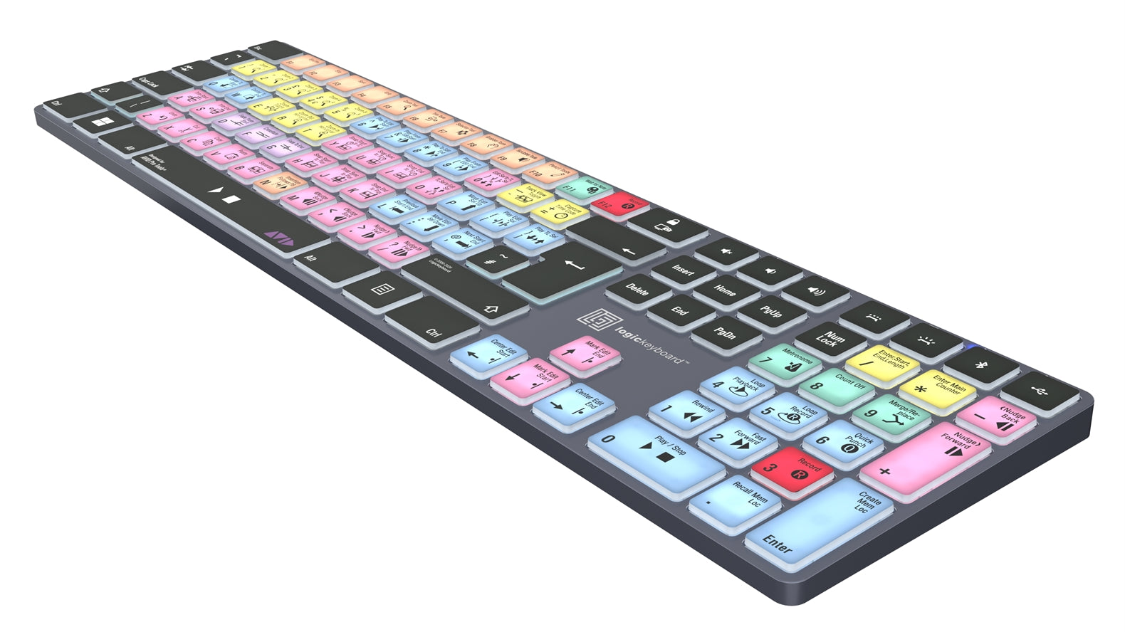Logickeyboard TITAN Pro Tools Windows keyboard - in use on studio desk