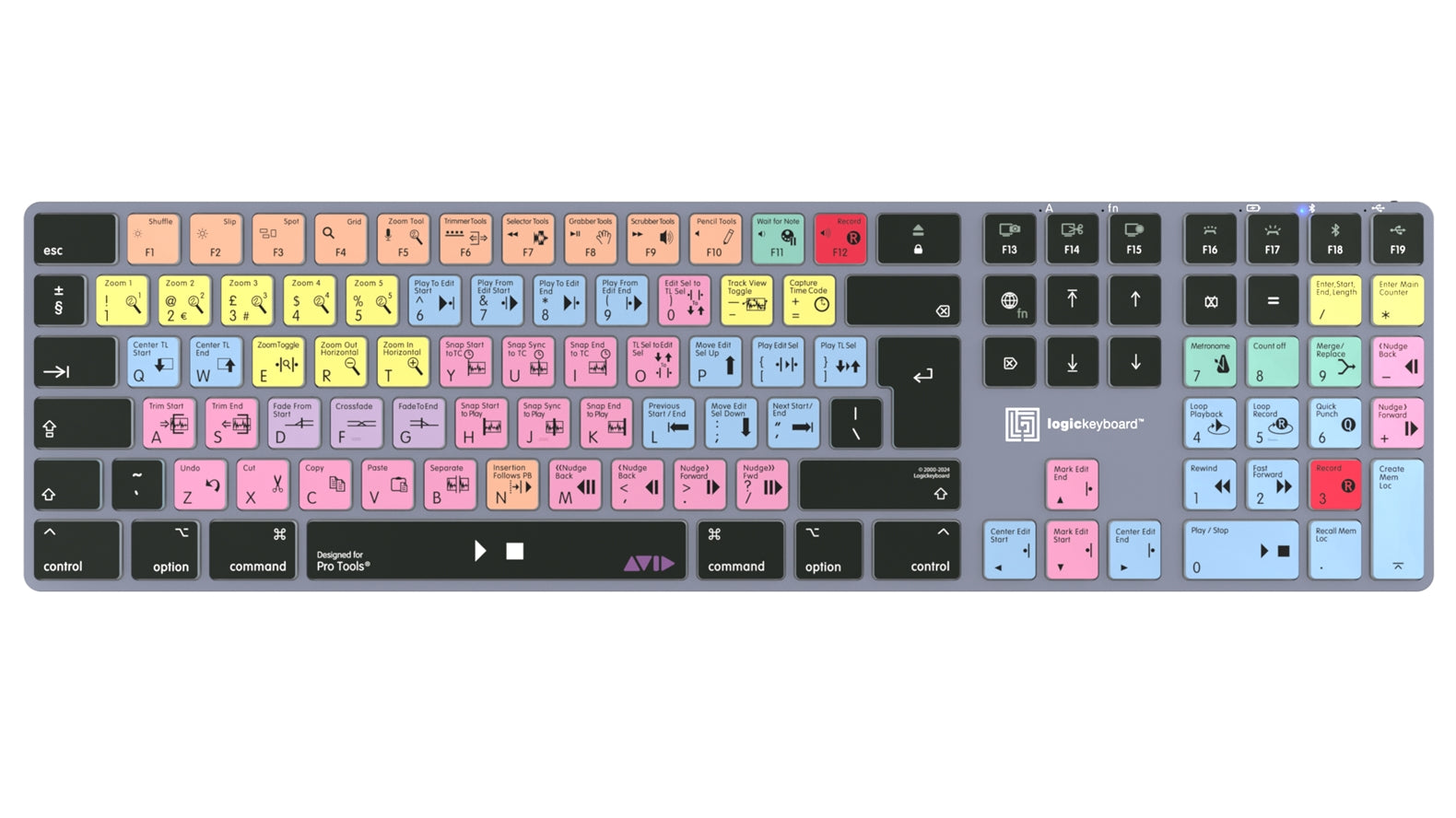 Logickeyboard TITAN Pro Tools Mac keyboard - backlit keys colour-coded