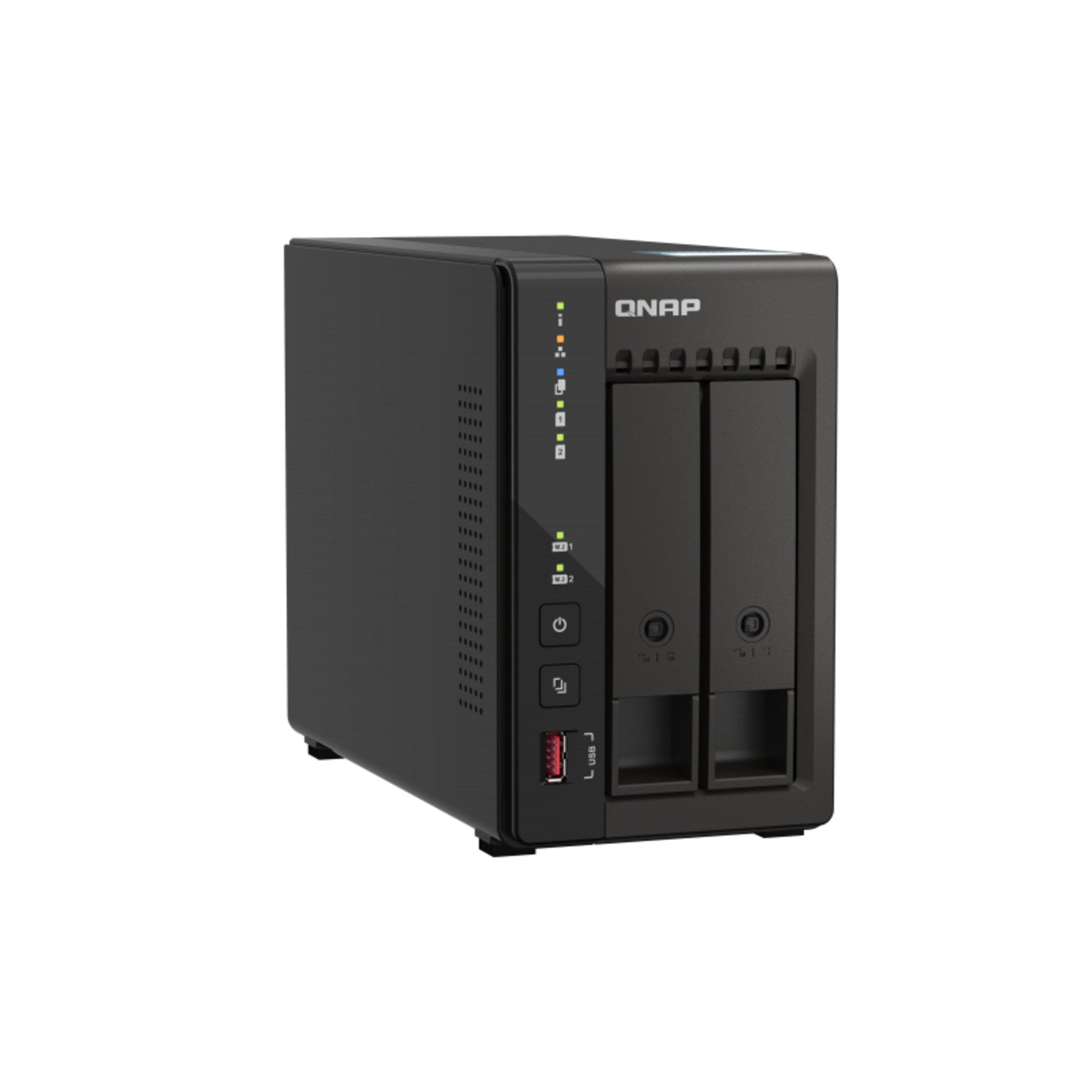 QNAP TS-253E-8G 2-Bay NAS Enclosure front-left angle view