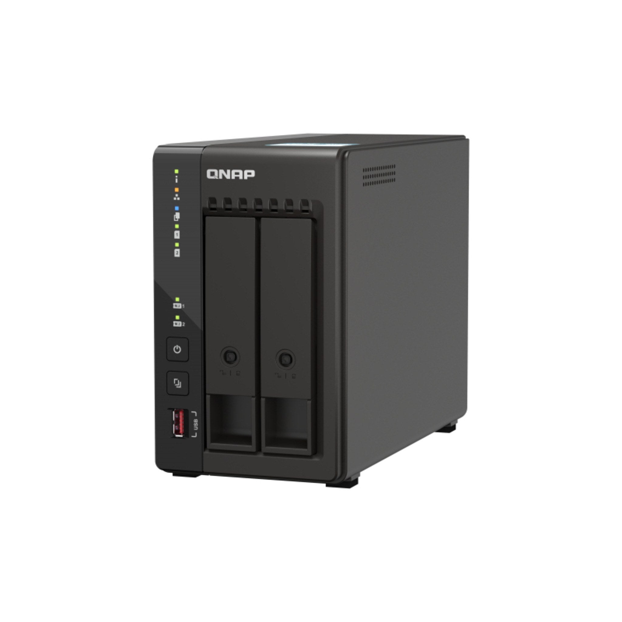 QNAP TS-253E-8G 2-Bay NAS Enclosure front-right angle view