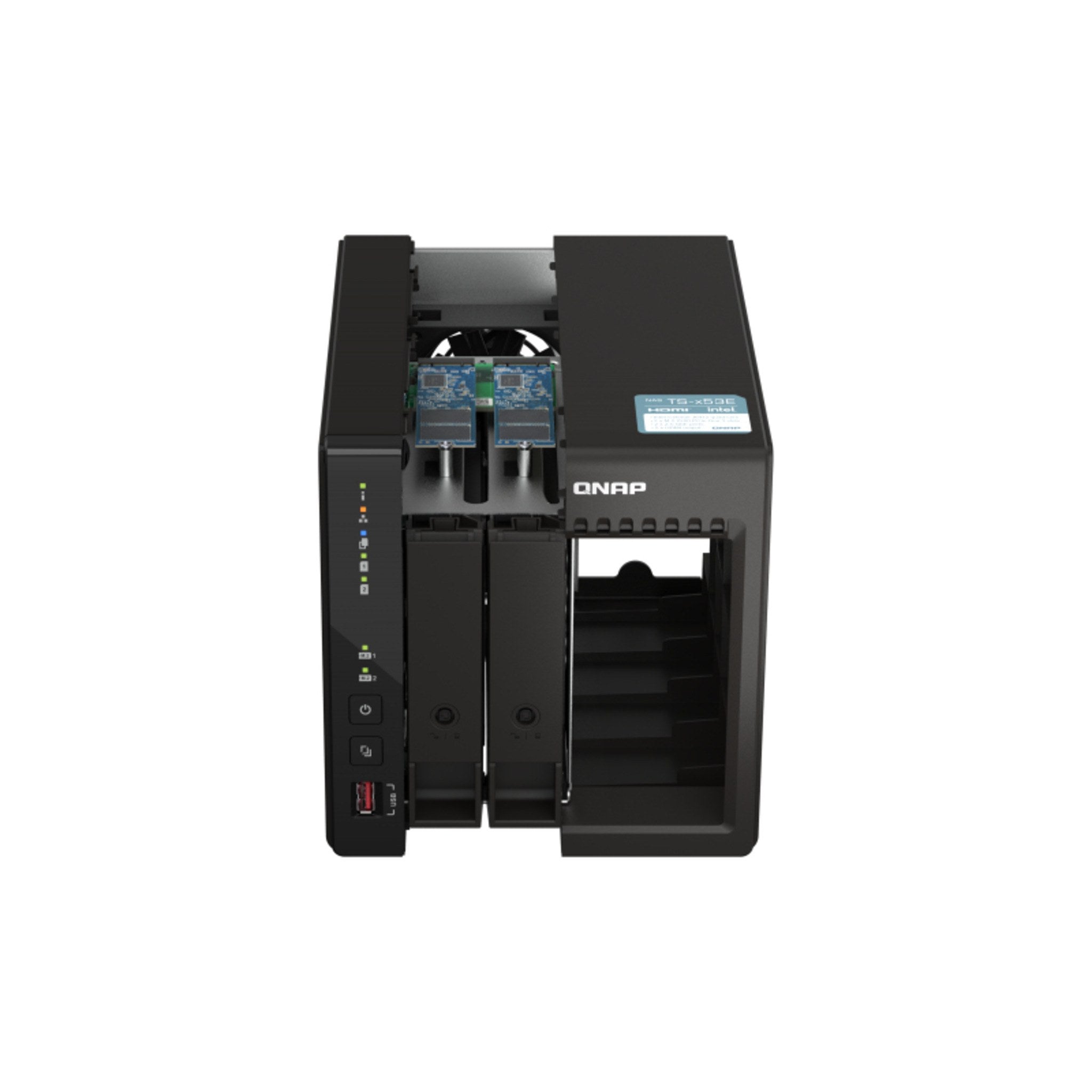 QNAP TS-253E-8G 2-Bay NAS Enclosure internal components view