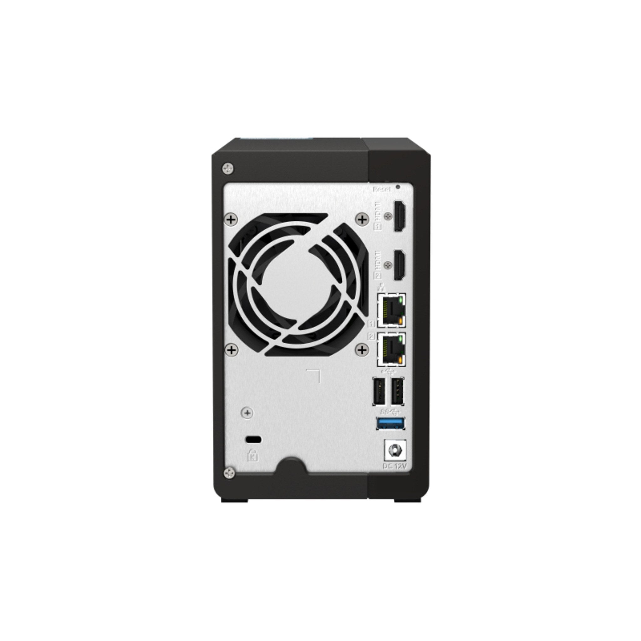 QNAP TS-253E-8G 2-Bay NAS Enclosure rear panel ports view