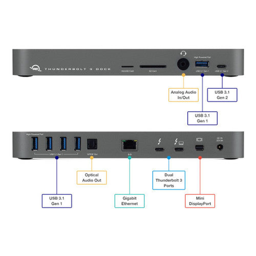 Open Box - OWC 14-Port Thunderbolt 3 Dock with Cable - Space Gray - UK 3 Pin Plug Type G