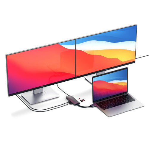 Satechi USB-C DUAL MULTIMEDIA ADAPTER with 2 x 4K HDMI - Space grey