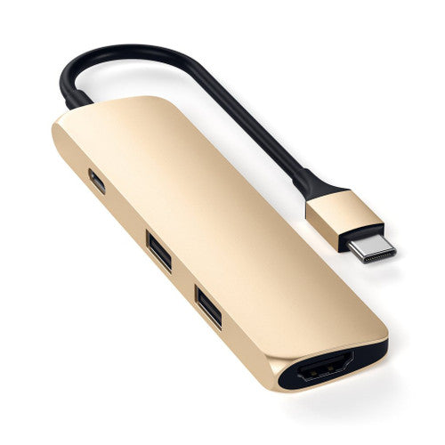 Satechi Slim Aluminum USB-C Multi-Port Adapter 4K - Gold