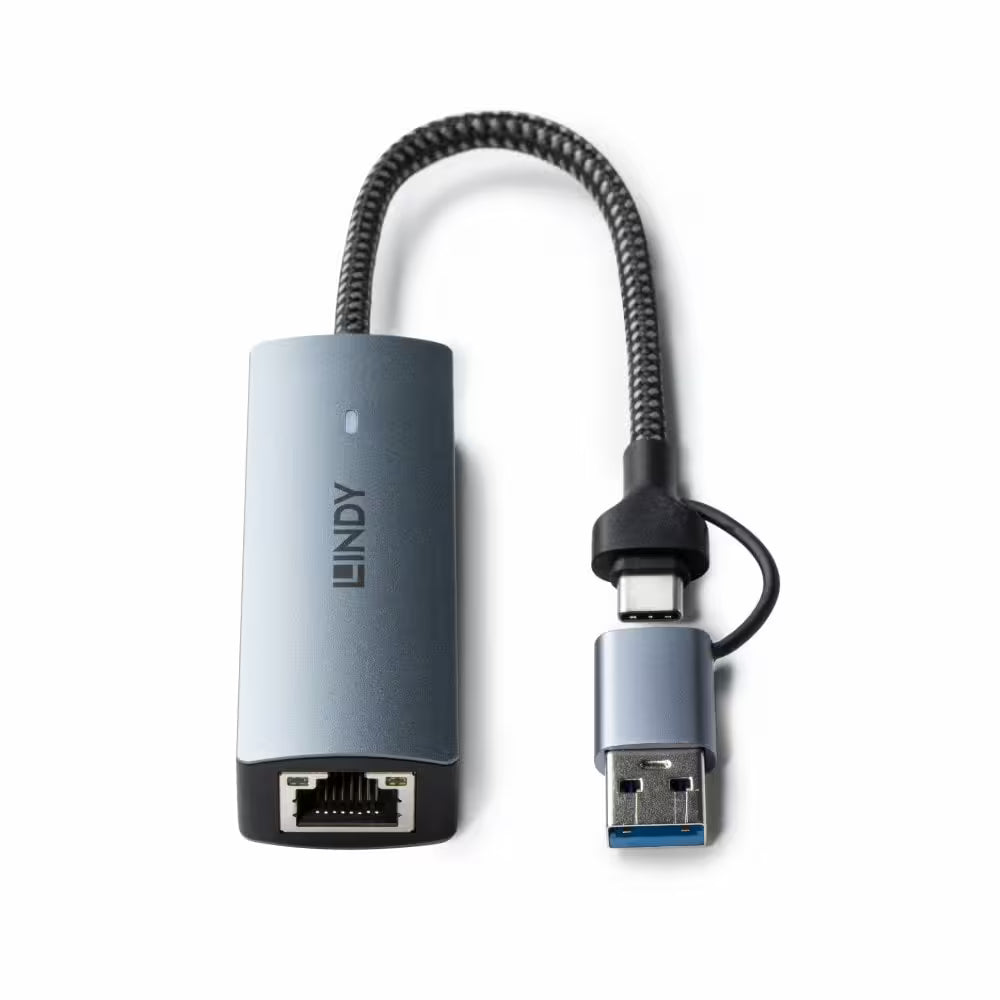 Lindy USB 3.2 Gen 1 to 5G Ethernet Converter - USB-C and USB-A Network Adapter