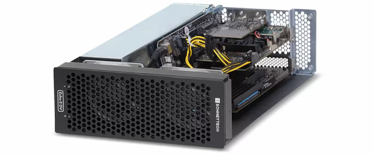 Sonnet xMac mini  (2024) + Echo II DV T5 – 2U Thunderbolt 5 PCIe Rackmount Expansion System